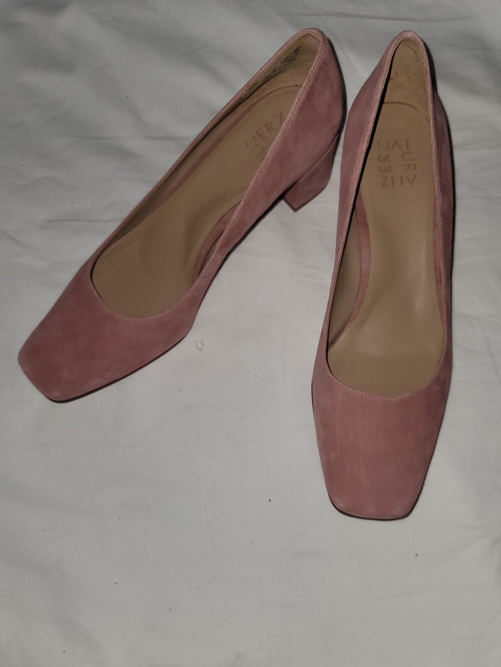 Naturalizer Pink Suede Block Heel Pumps